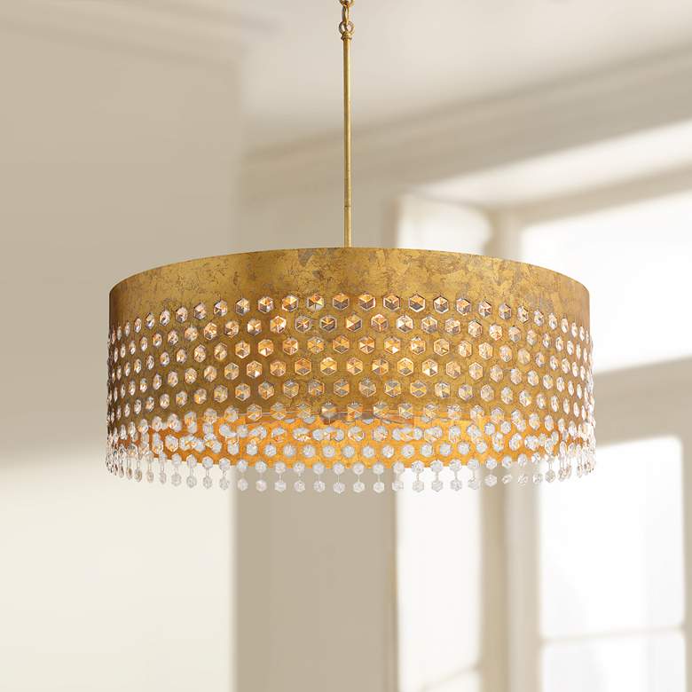 Image 1 Metropolitan Kingsmont 32"W Glitz Gold Leaf Pendant Light