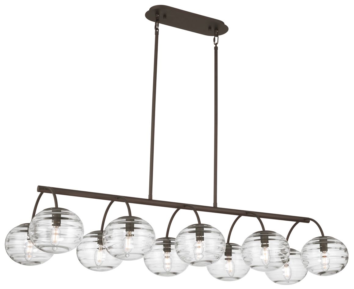 Image 2 Metropolitan Lenora 10-Lt 47-in Dark Bronze Linear Chandelier with Shades