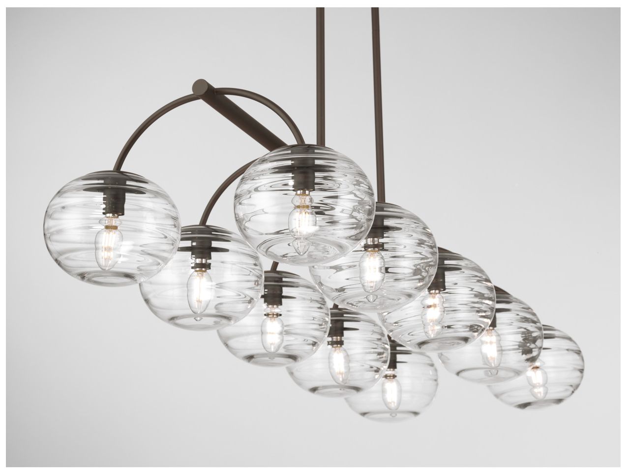 Image 5 Metropolitan Lenora 10-Lt 47-in Dark Bronze Linear Chandelier with Shades more views