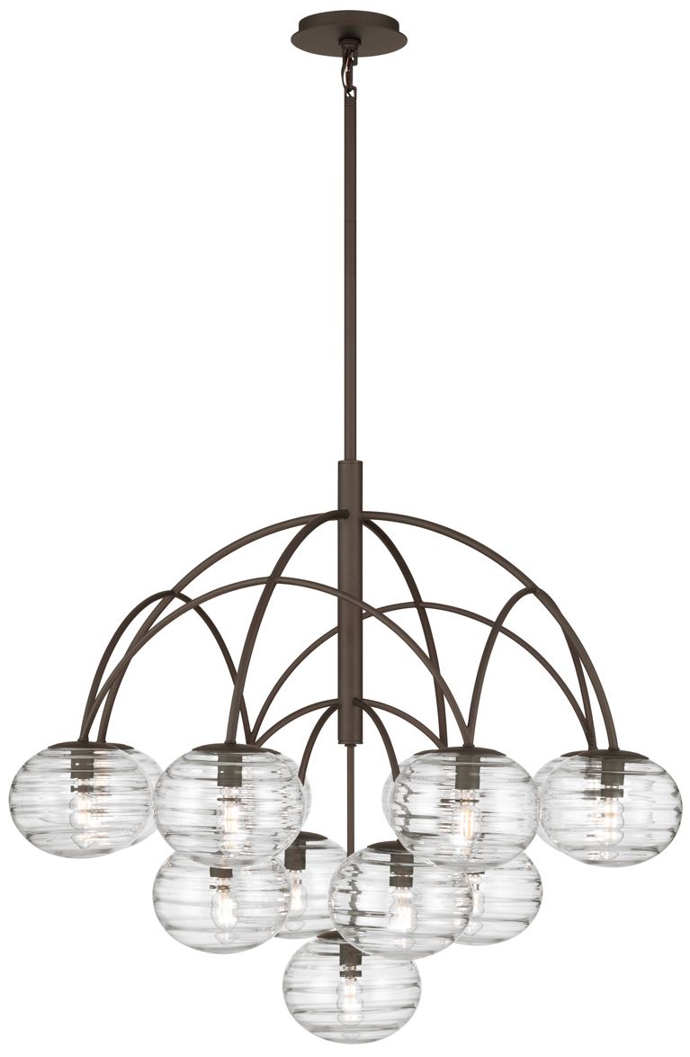 Image 2 Metropolitan Lenora 13-Lt 34.25-in Dark Bronze Chandelier with Glass Shades