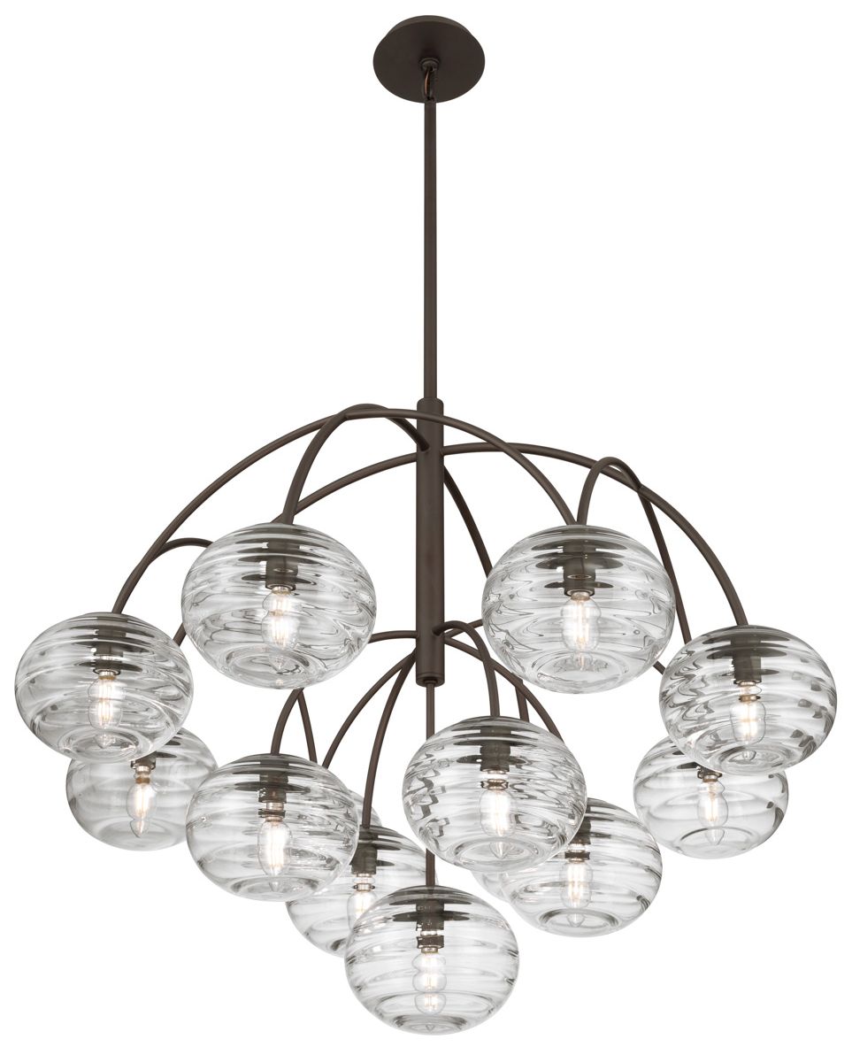 Image 3 Metropolitan Lenora 13-Lt 34.25-in Dark Bronze Chandelier with Glass Shades more views
