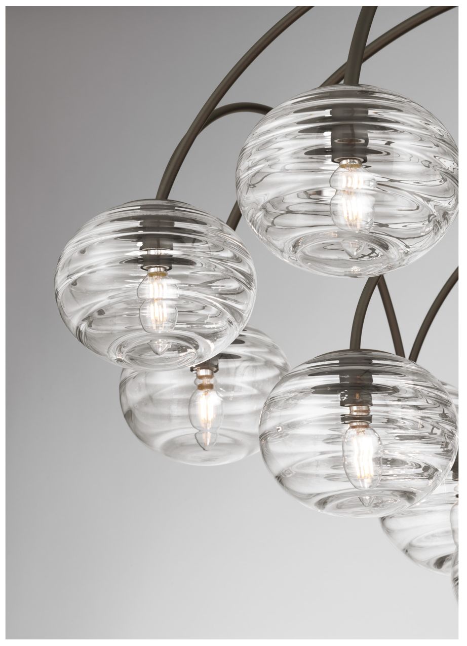 Image 5 Metropolitan Lenora 13-Lt 34.25-in Dark Bronze Chandelier with Glass Shades more views