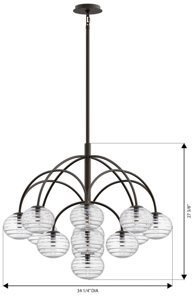 Metropolitan Lenora 13-Lt 34.25-in Dark Bronze Chandelier with Glass Shades