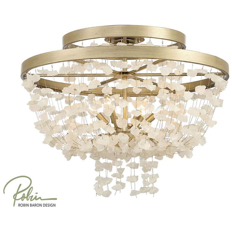 Image 2 Metropolitan Lighting Stonybrook 30" Gold and Quartz Ceiling Light