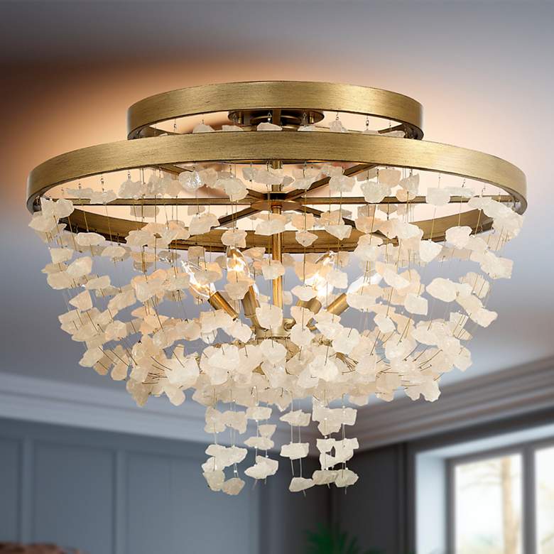 Image 1 Metropolitan Lighting Stonybrook 30" Gold and Quartz Ceiling Light