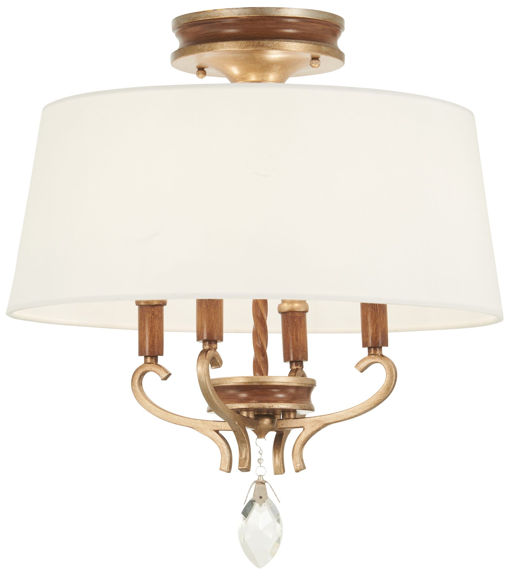 Metropolitan Magnolia Manor 4-Light Gold and Distressed Bronze Semi-Flush
