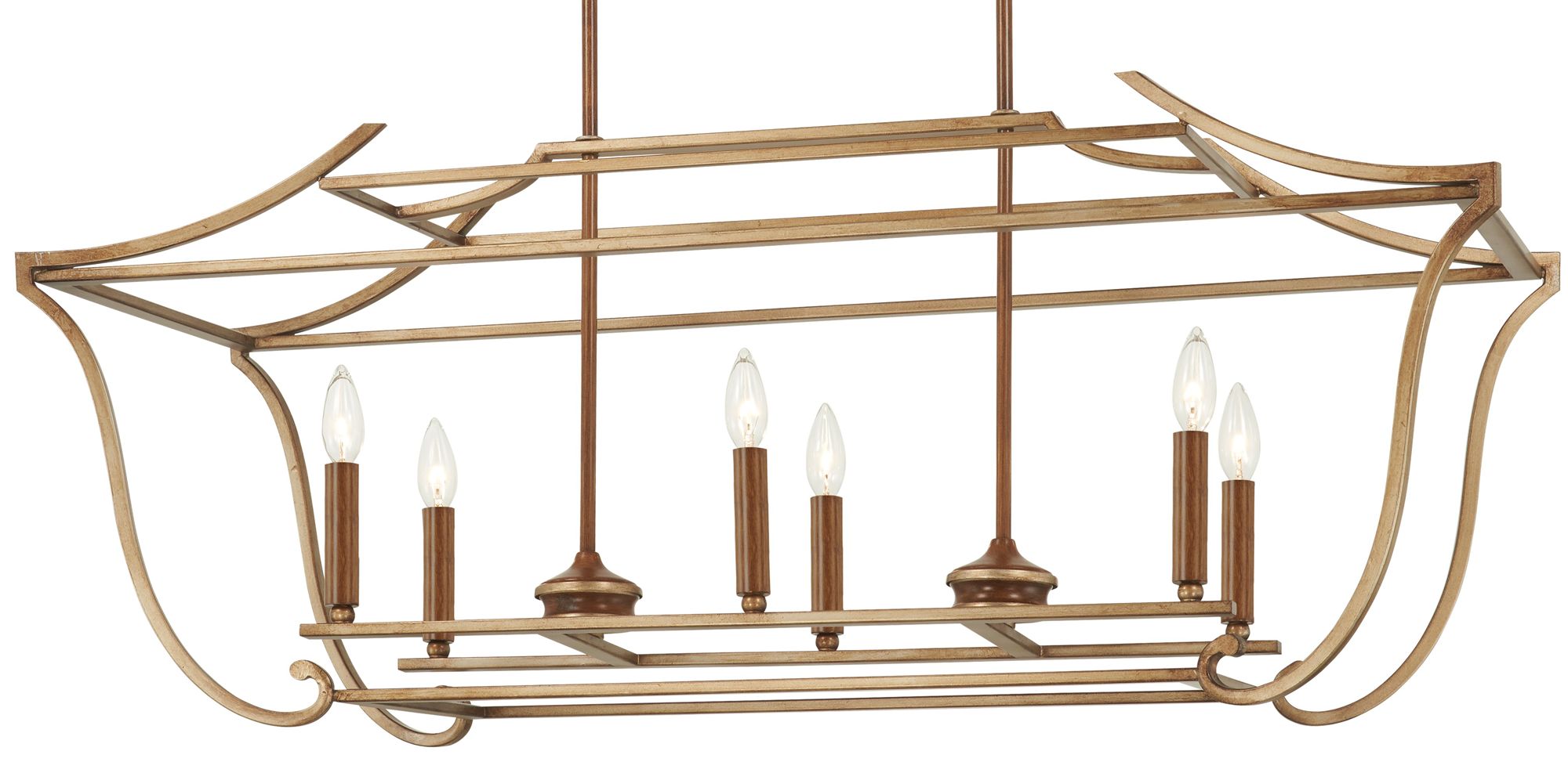 Image 4 Metropolitan Magnolia Manor 6-Light Pale Gold and Bronze Linear Chandelier more views