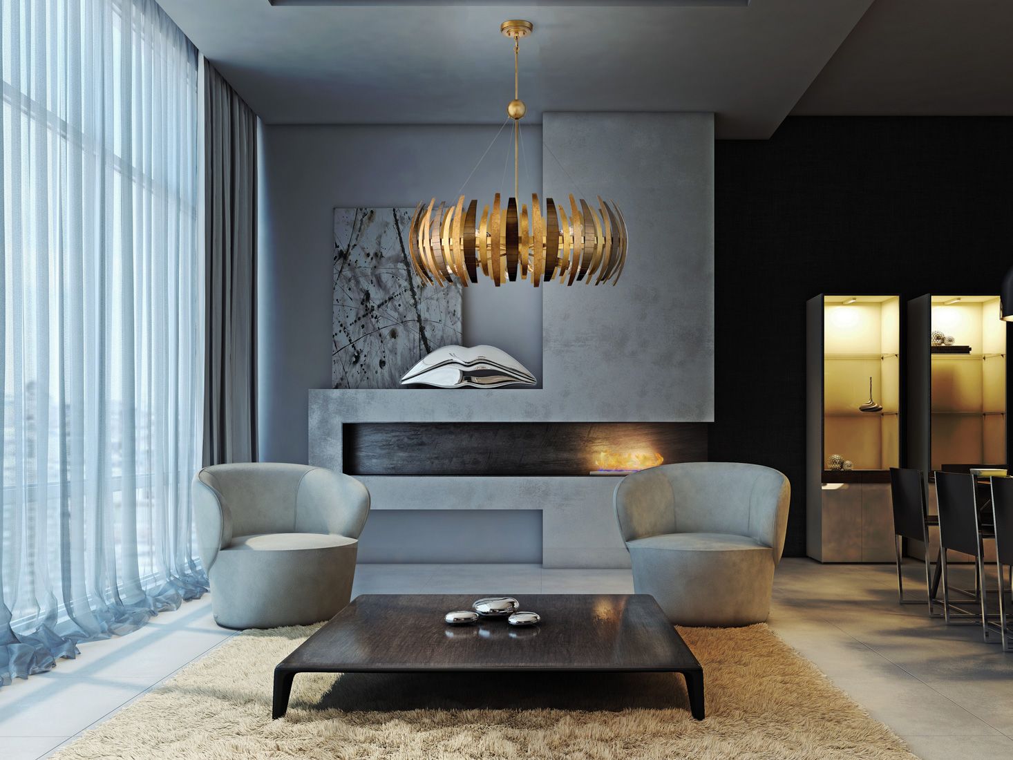 Image 5 Metropolitan Manitou 8-Light 34-in Ardor Gold Chandelier more views