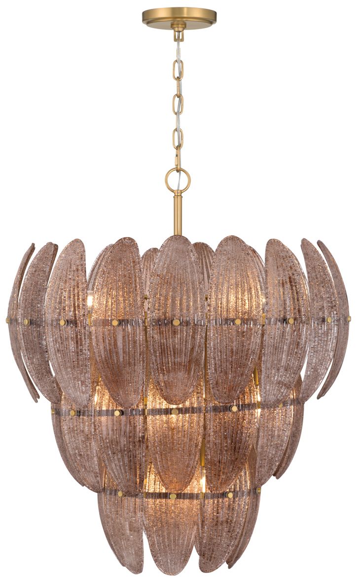 Metropolitan Marclaire 11-Lt 26.5-in Brass Pendant with Brown Glass Shades