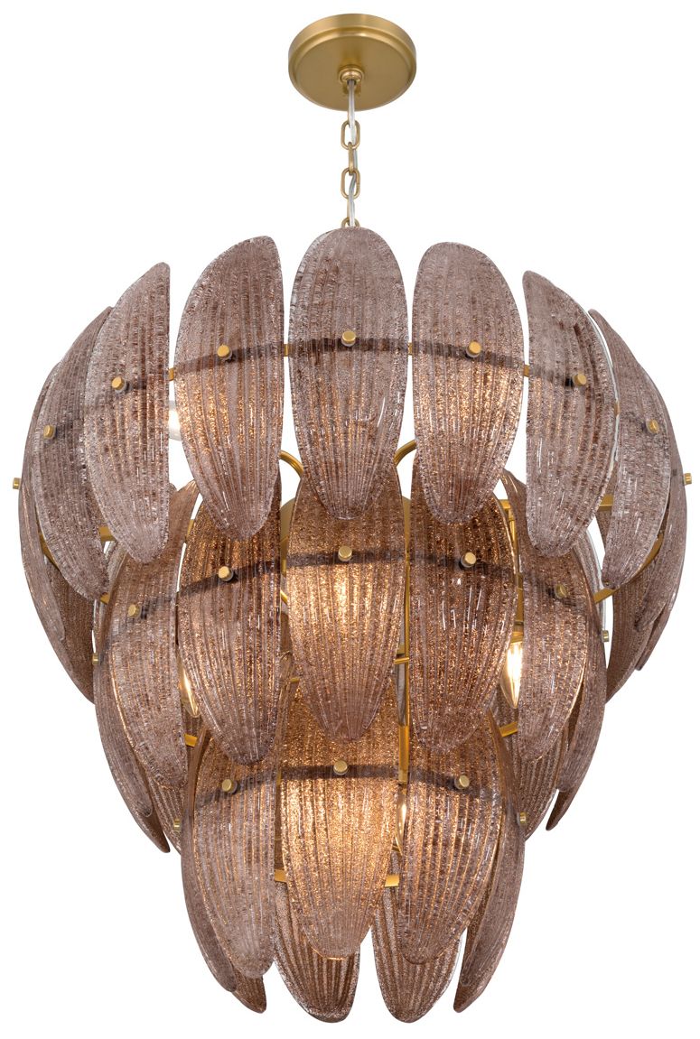 Image 3 Metropolitan Marclaire 11-Lt 26.5-in Brass Pendant with Brown Glass Shades more views