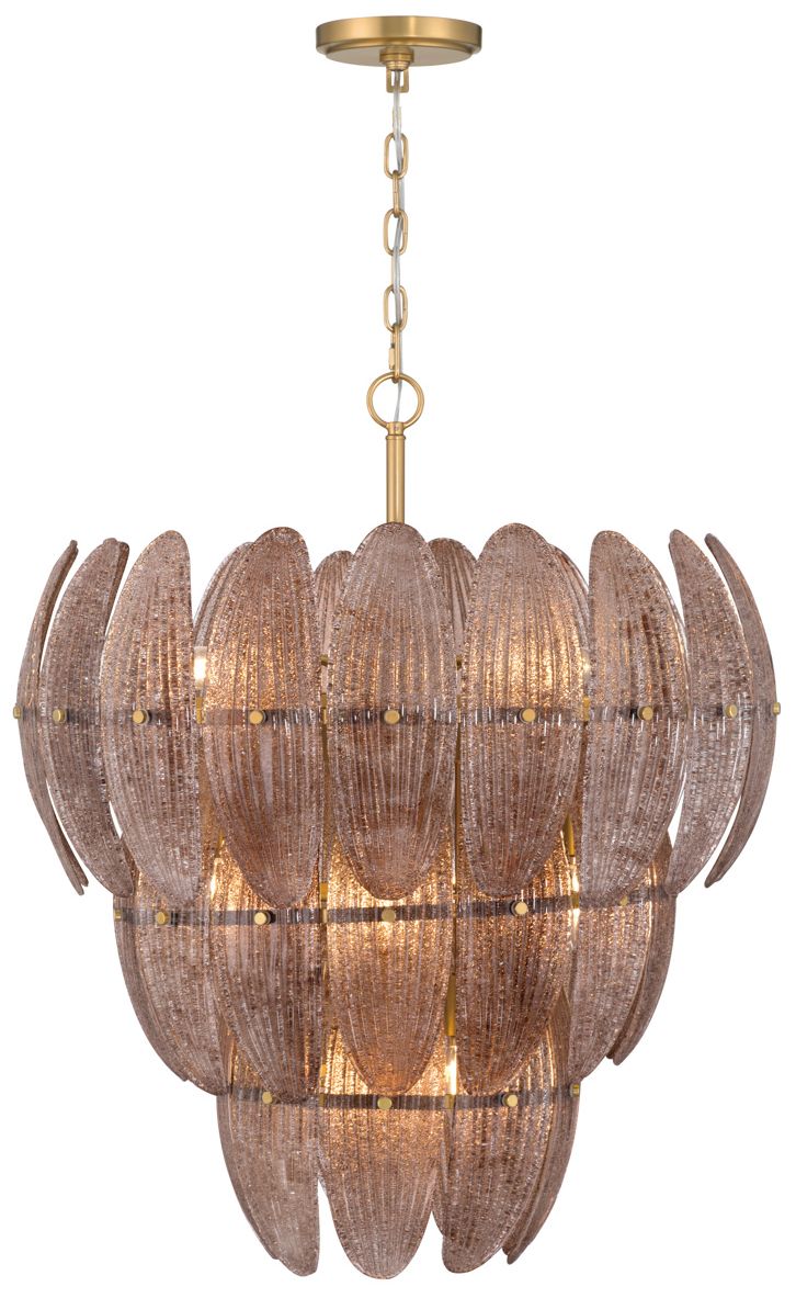 Image 6 Metropolitan Marclaire 11-Lt 26.5-in Brass Pendant with Brown Glass Shades more views
