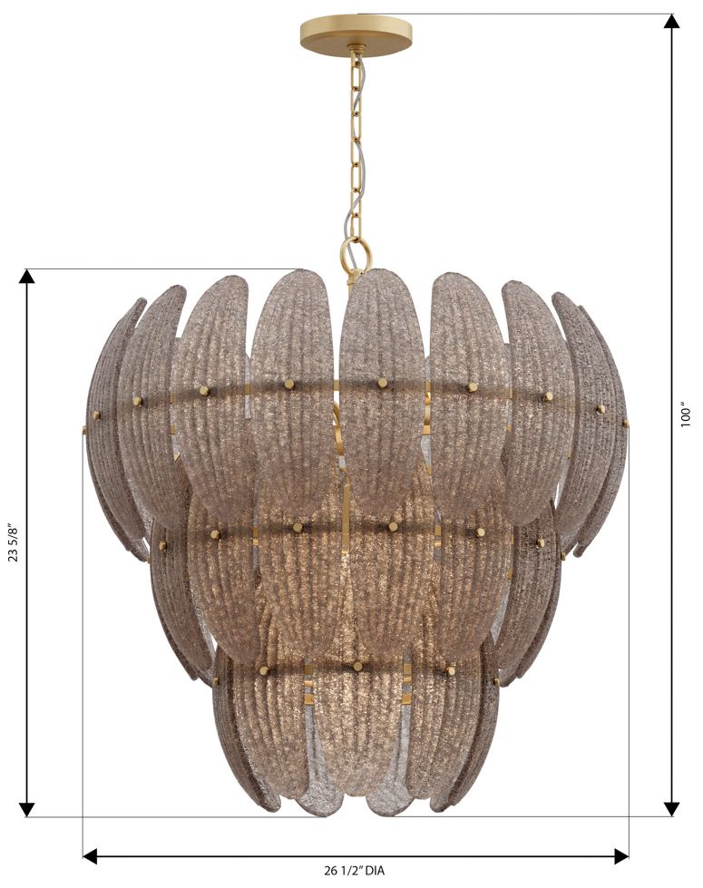 Image 7 Metropolitan Marclaire 11-Lt 26.5-in Brass Pendant with Grey Glass Shades more views