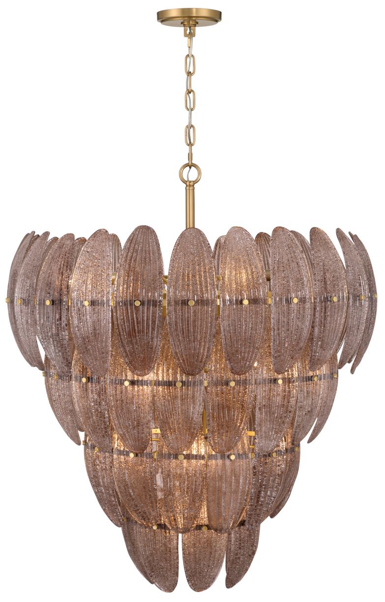 Metropolitan Marclaire 15-Lt 32.75-in Brass Pendant with Brown Glass Shades