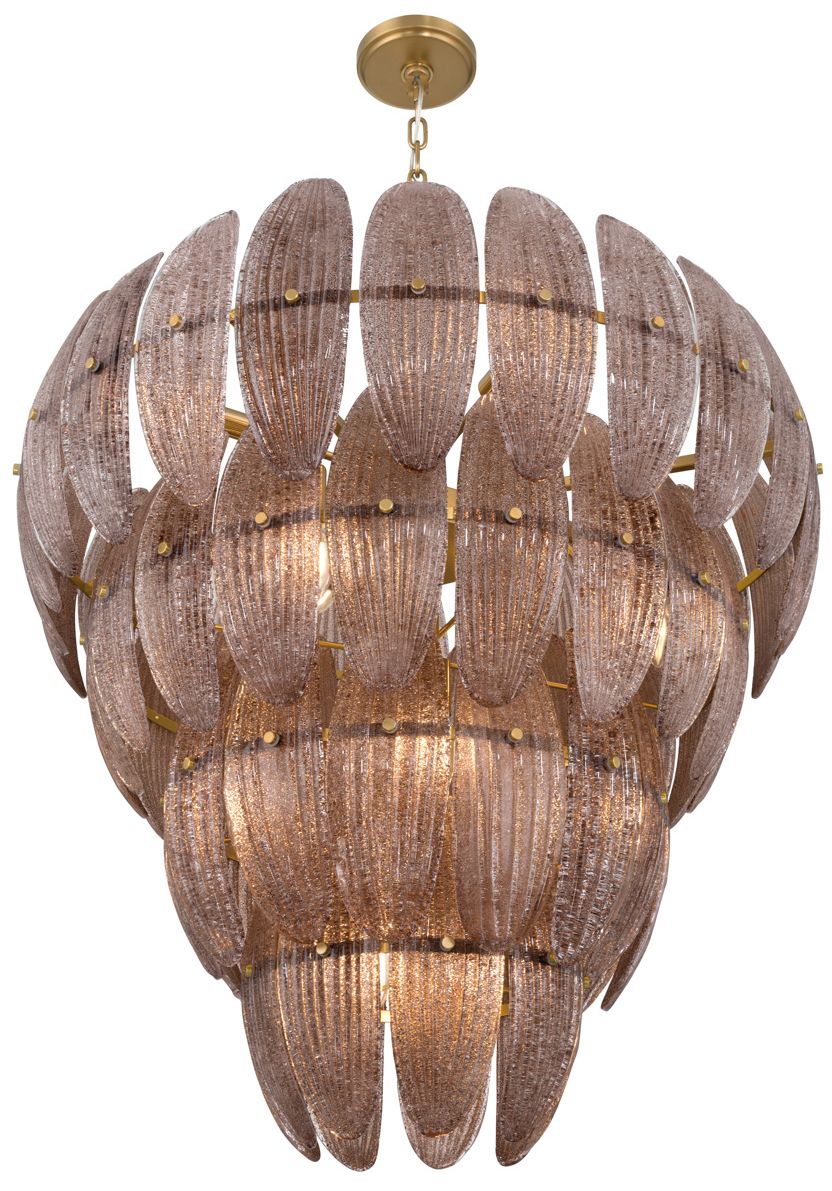 Image 3 Metropolitan Marclaire 15-Lt 32.75-in Brass Pendant with Brown Glass Shades more views