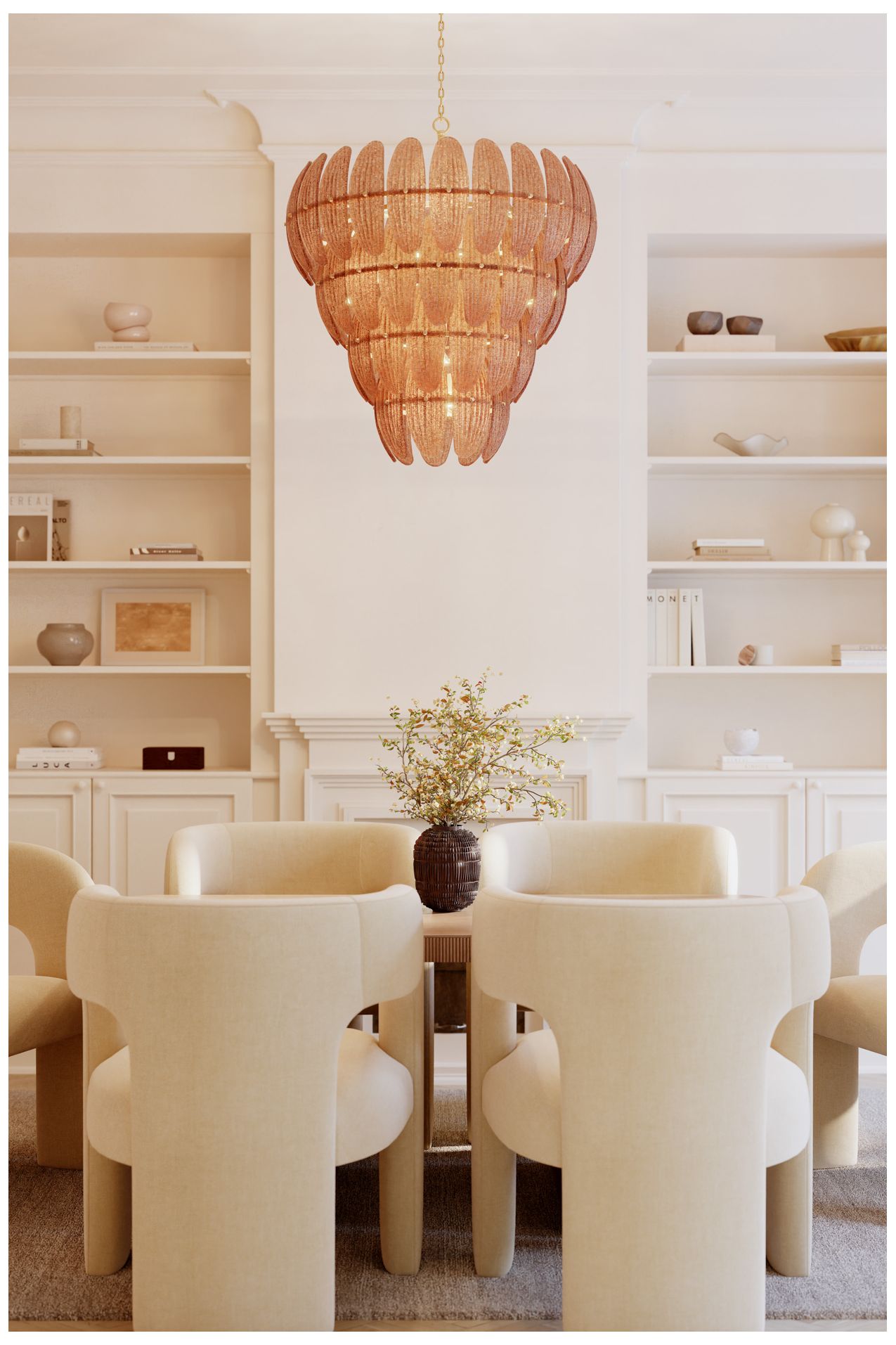 Image 4 Metropolitan Marclaire 15-Lt 32.75-in Brass Pendant with Brown Glass Shades more views