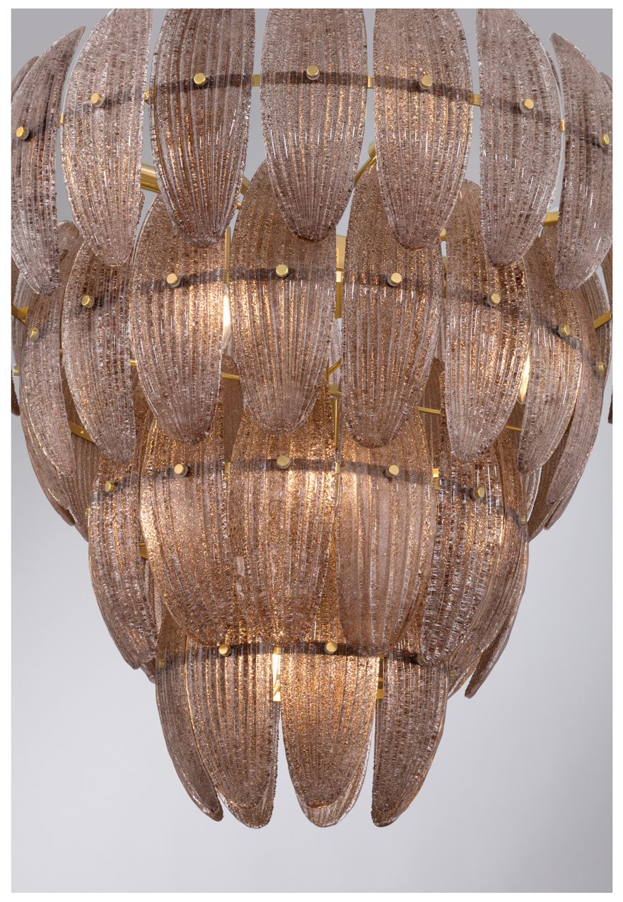 Image 5 Metropolitan Marclaire 15-Lt 32.75-in Brass Pendant with Brown Glass Shades more views