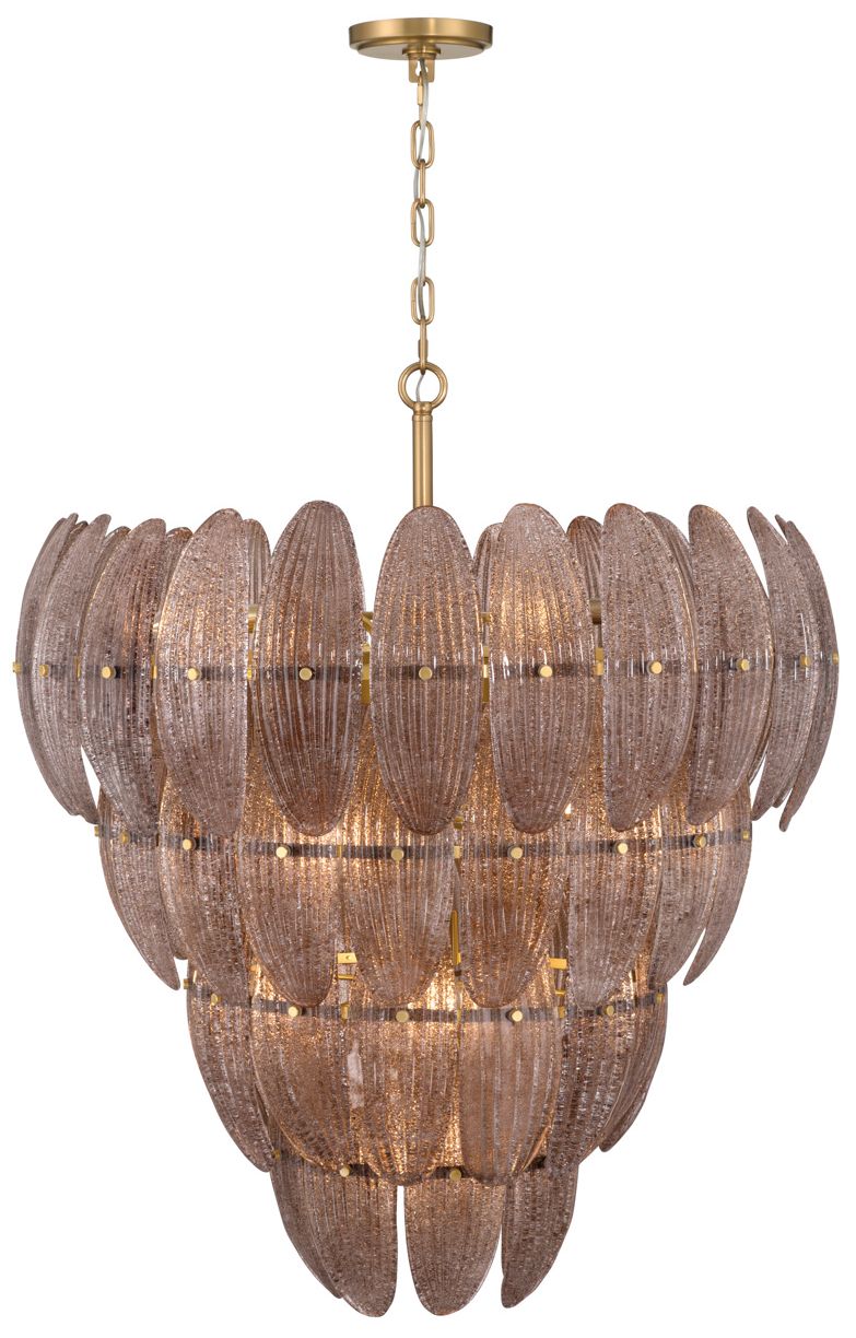 Image 6 Metropolitan Marclaire 15-Lt 32.75-in Brass Pendant with Brown Glass Shades more views