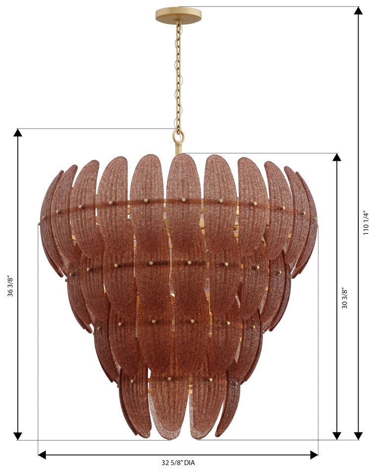 Image 7 Metropolitan Marclaire 15-Lt 32.75-in Brass Pendant with Brown Glass Shades more views