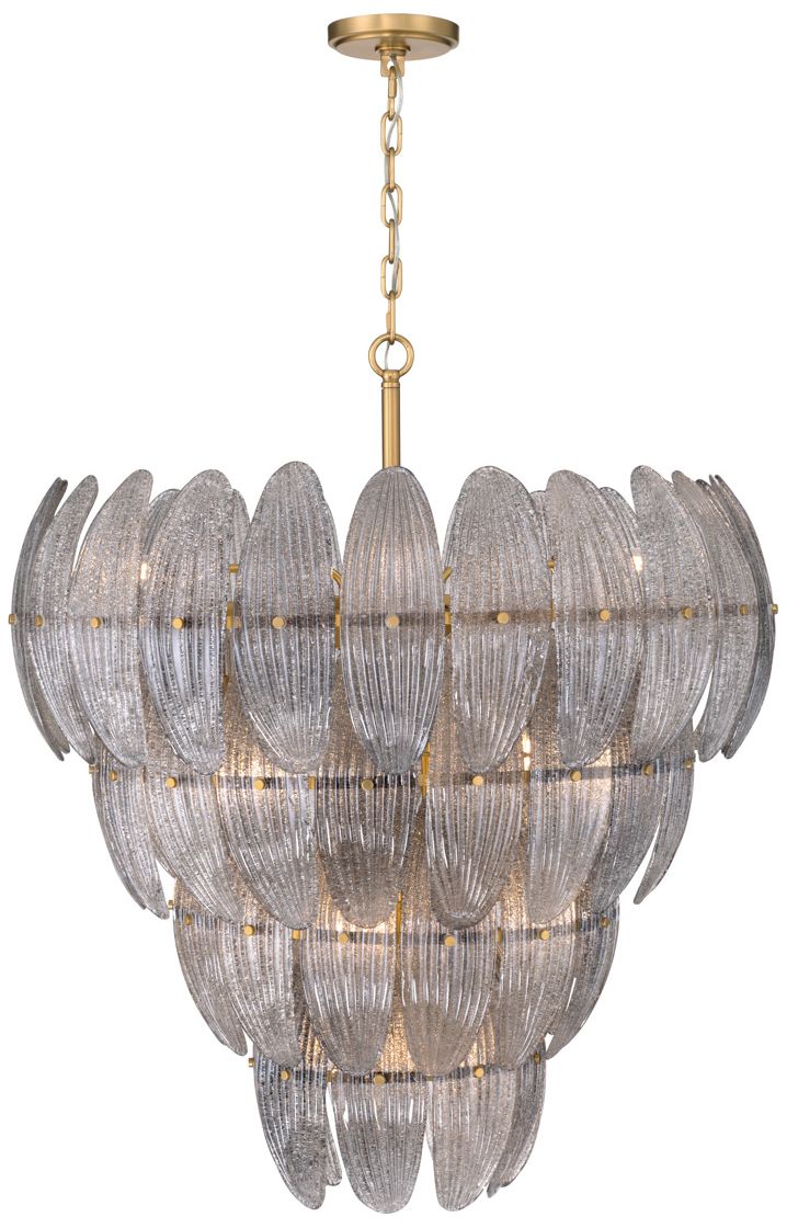 Image 2 Metropolitan Marclaire 15-Lt 32.75-in Brass Pendant with Grey Glass Shades