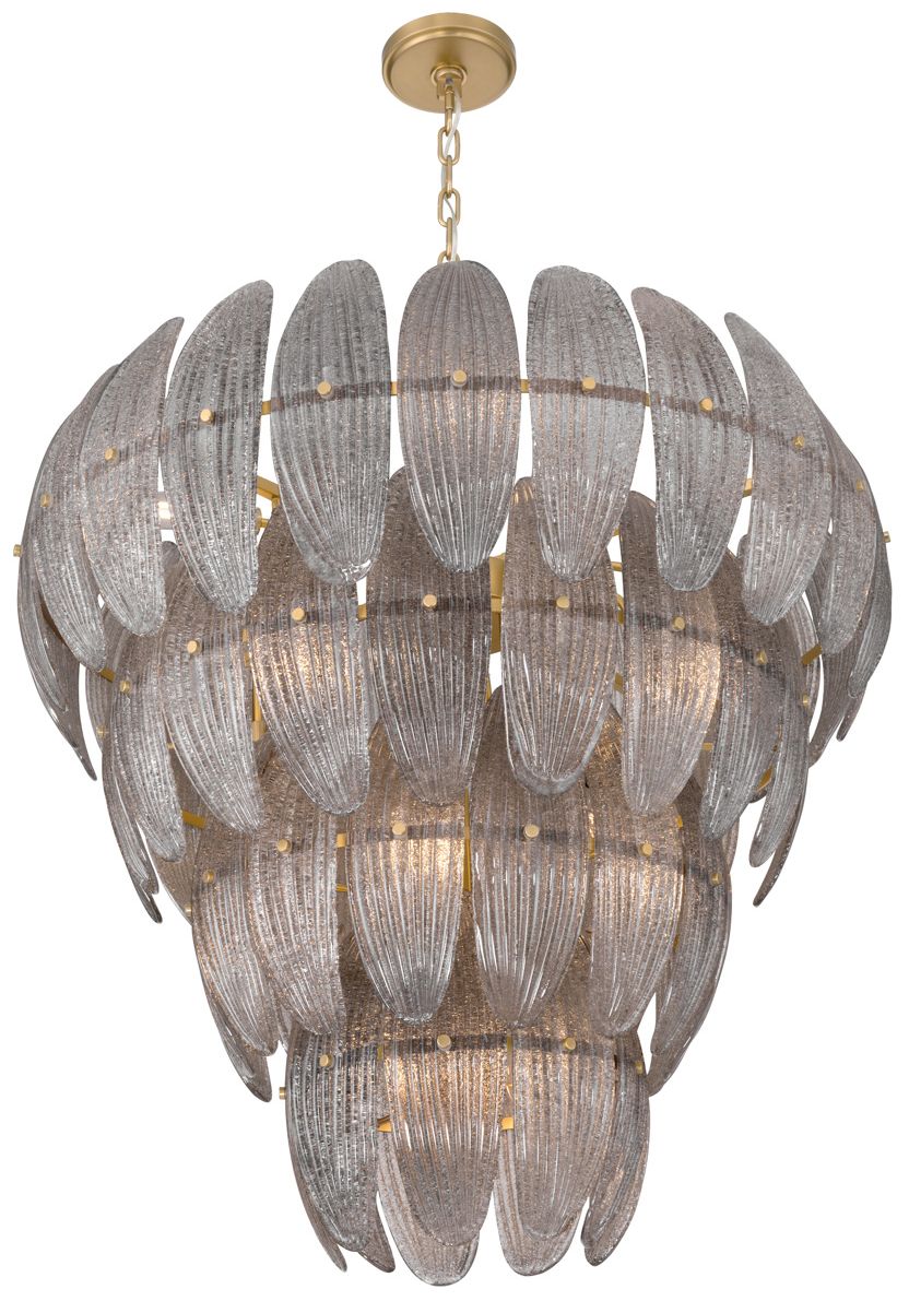 Image 3 Metropolitan Marclaire 15-Lt 32.75-in Brass Pendant with Grey Glass Shades more views