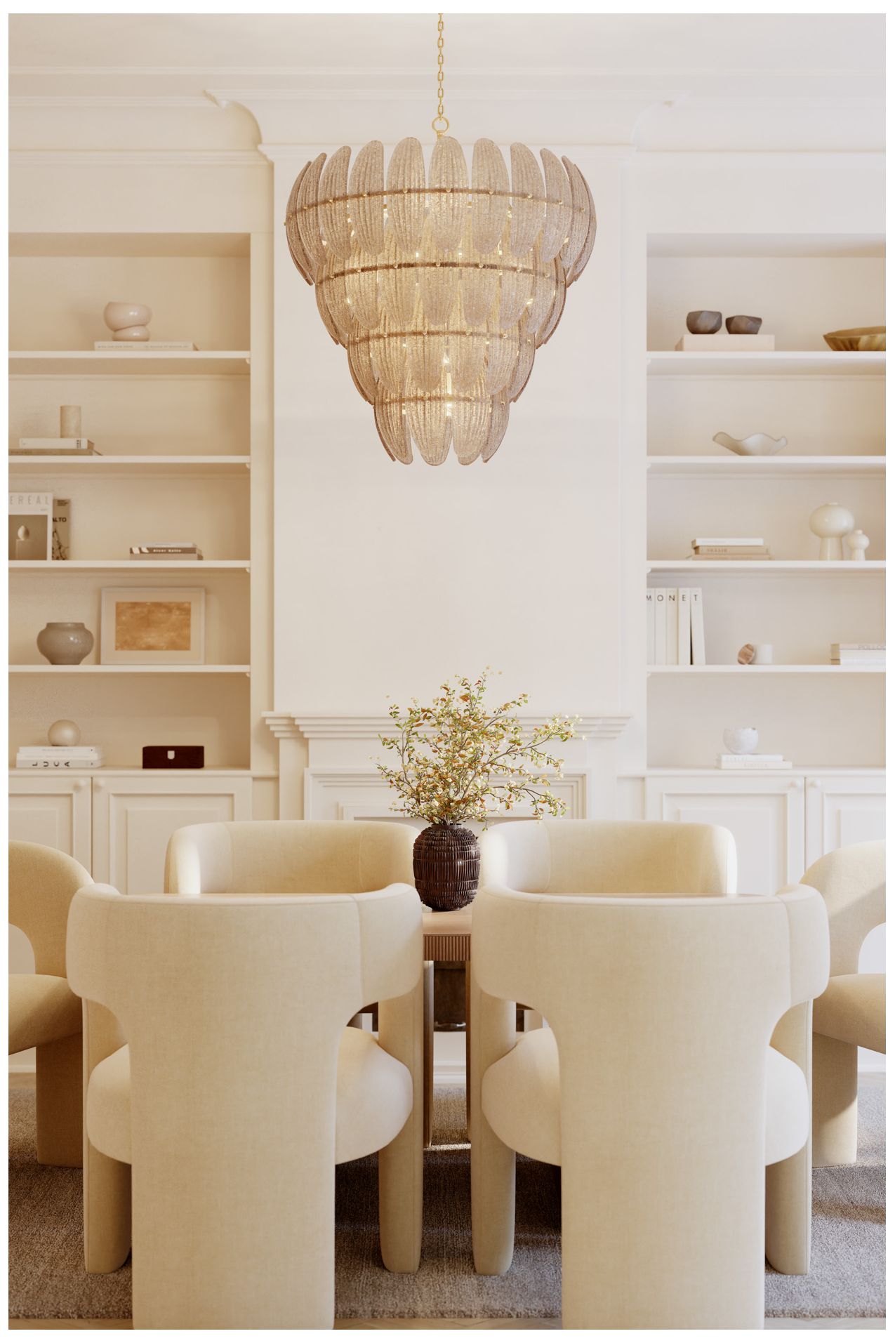 Image 4 Metropolitan Marclaire 15-Lt 32.75-in Brass Pendant with Grey Glass Shades more views