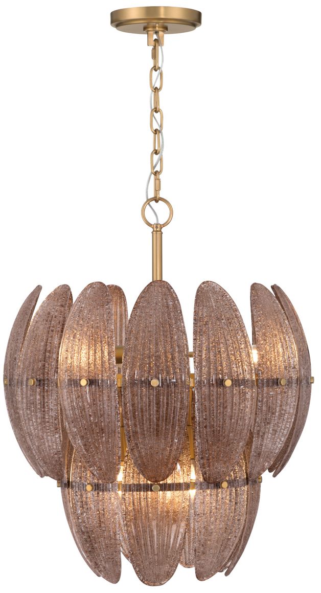 Metropolitan Marclaire 6-Lt 19.75-in Brass Pendant with Brown Glass Shades