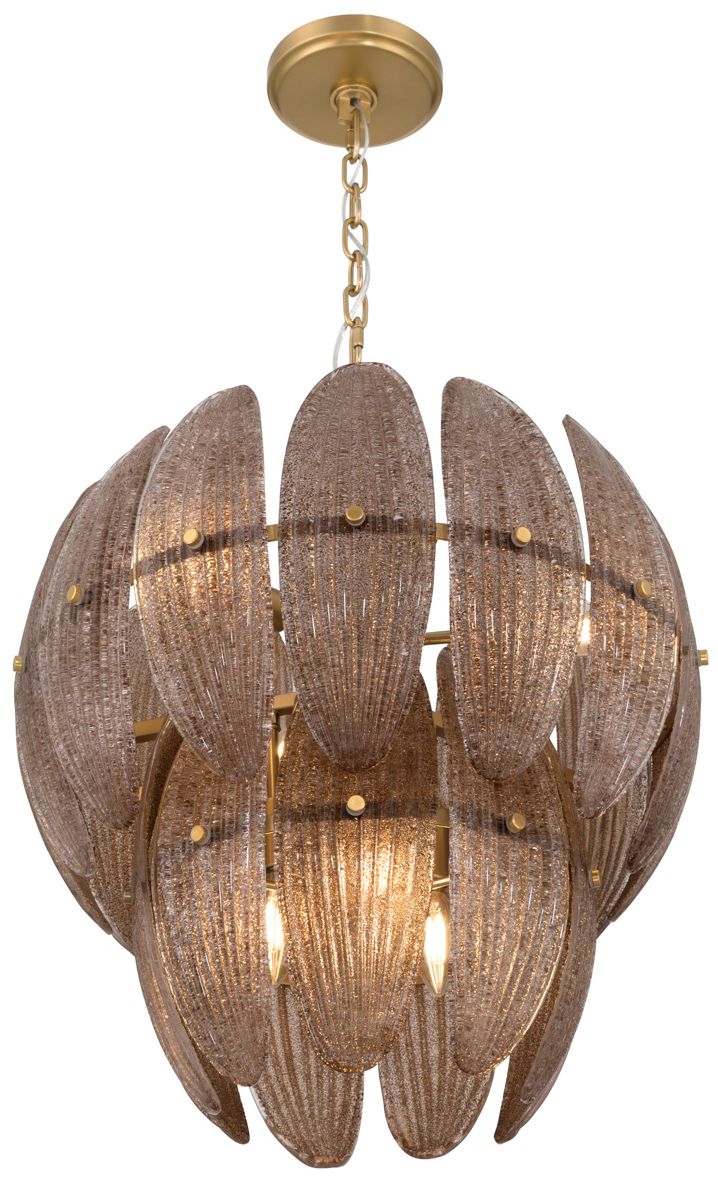 Image 3 Metropolitan Marclaire 6-Lt 19.75-in Brass Pendant with Brown Glass Shades more views