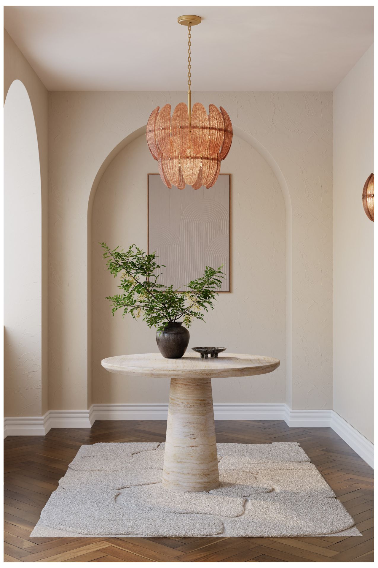 Image 4 Metropolitan Marclaire 6-Lt 19.75-in Brass Pendant with Brown Glass Shades more views