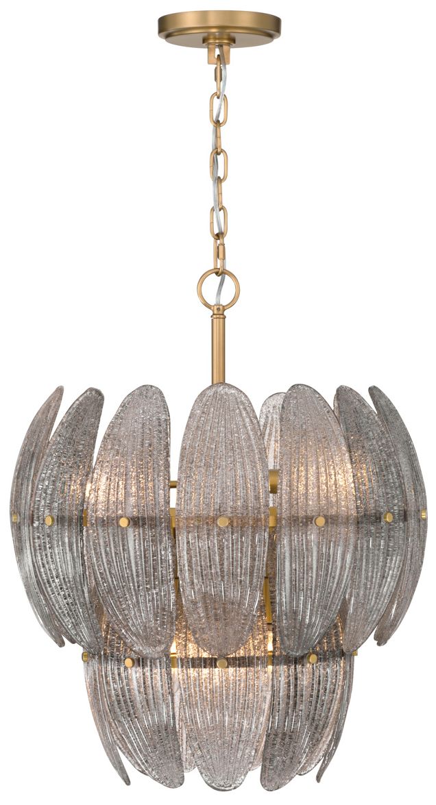 Metropolitan Marclaire 6-Lt 19.75-in Brass Pendant with Grey Glass Shade