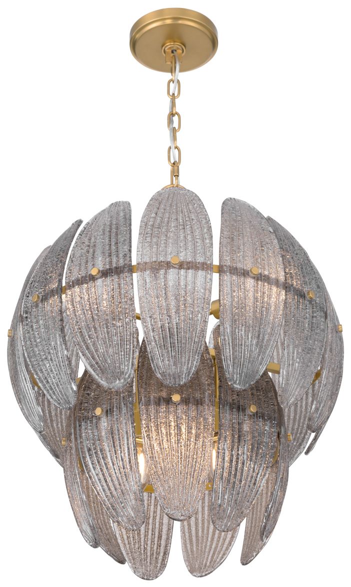 Image 3 Metropolitan Marclaire 6-Lt 19.75-in Brass Pendant with Grey Glass Shade more views
