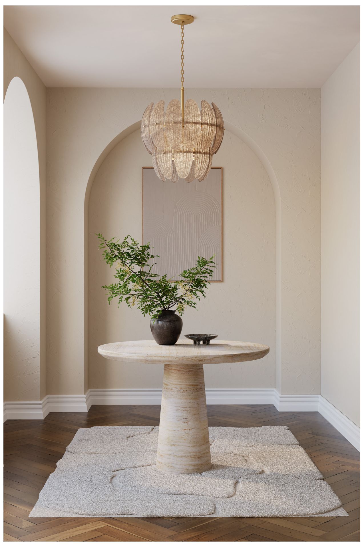 Image 4 Metropolitan Marclaire 6-Lt 19.75-in Brass Pendant with Grey Glass Shade more views