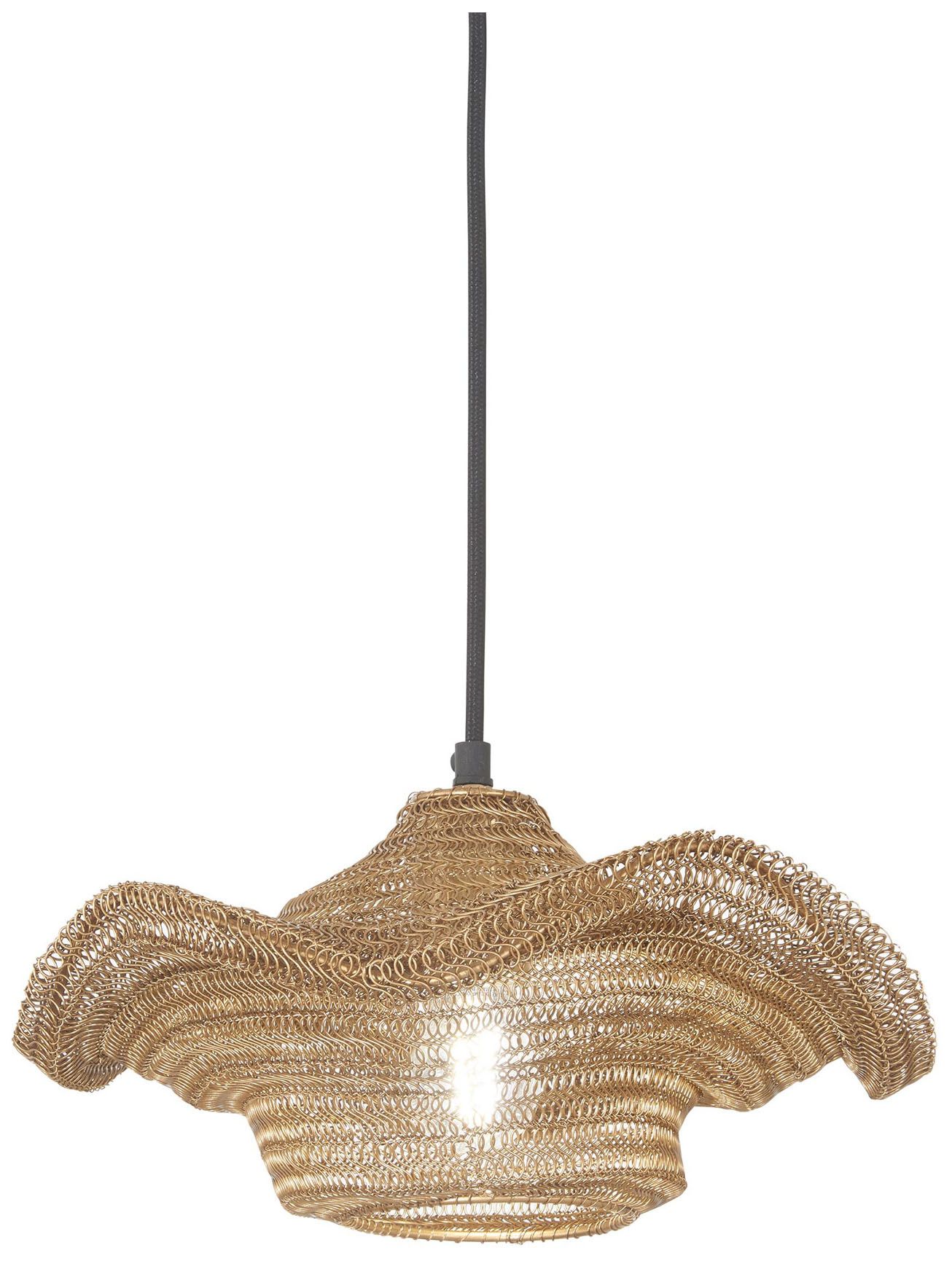Image 2 Metropolitan Marseille 1-Lt 12in Gilded Brass Pendant with Metal Mesh Shade