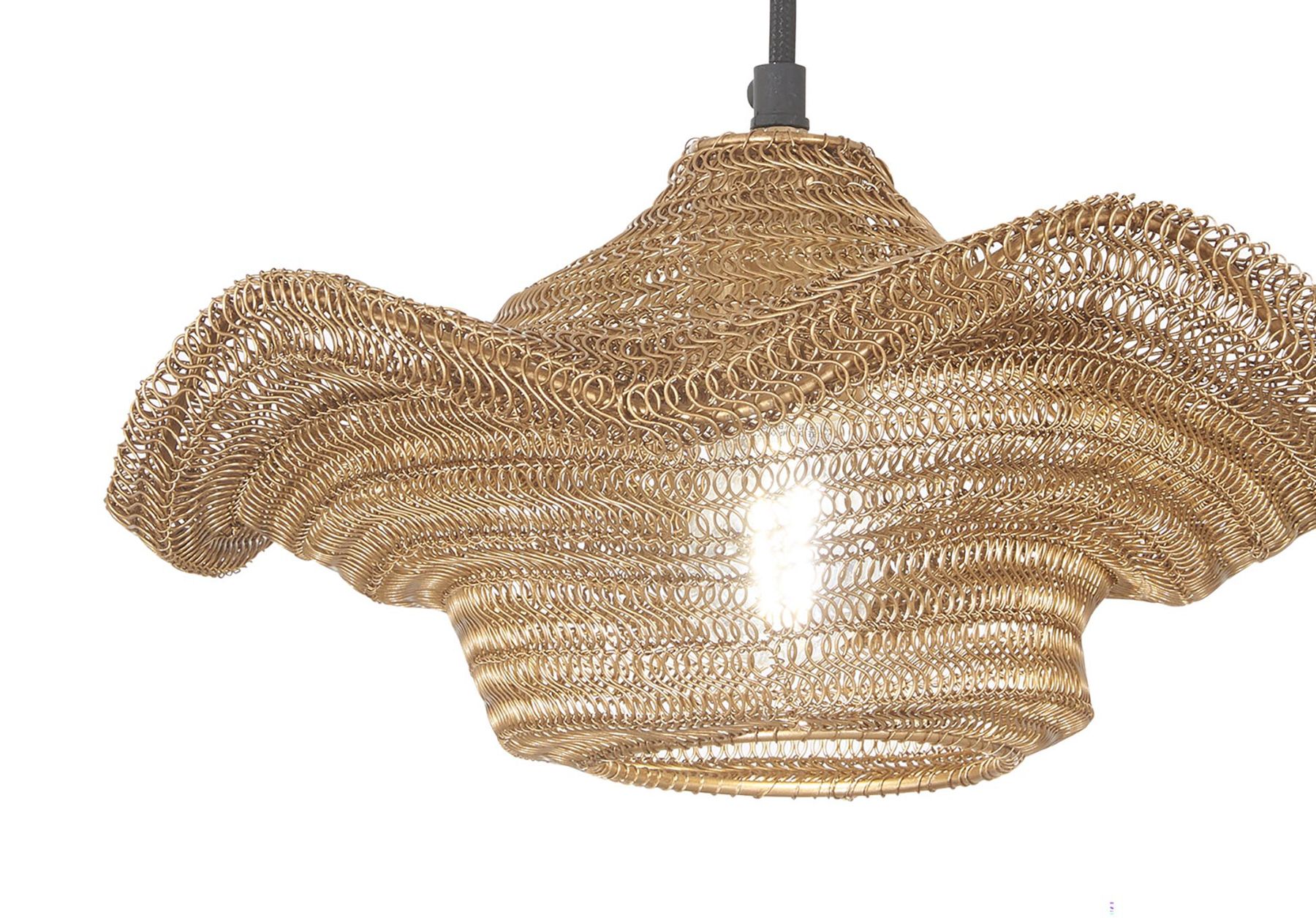 Image 4 Metropolitan Marseille 1-Lt 12in Gilded Brass Pendant with Metal Mesh Shade more views