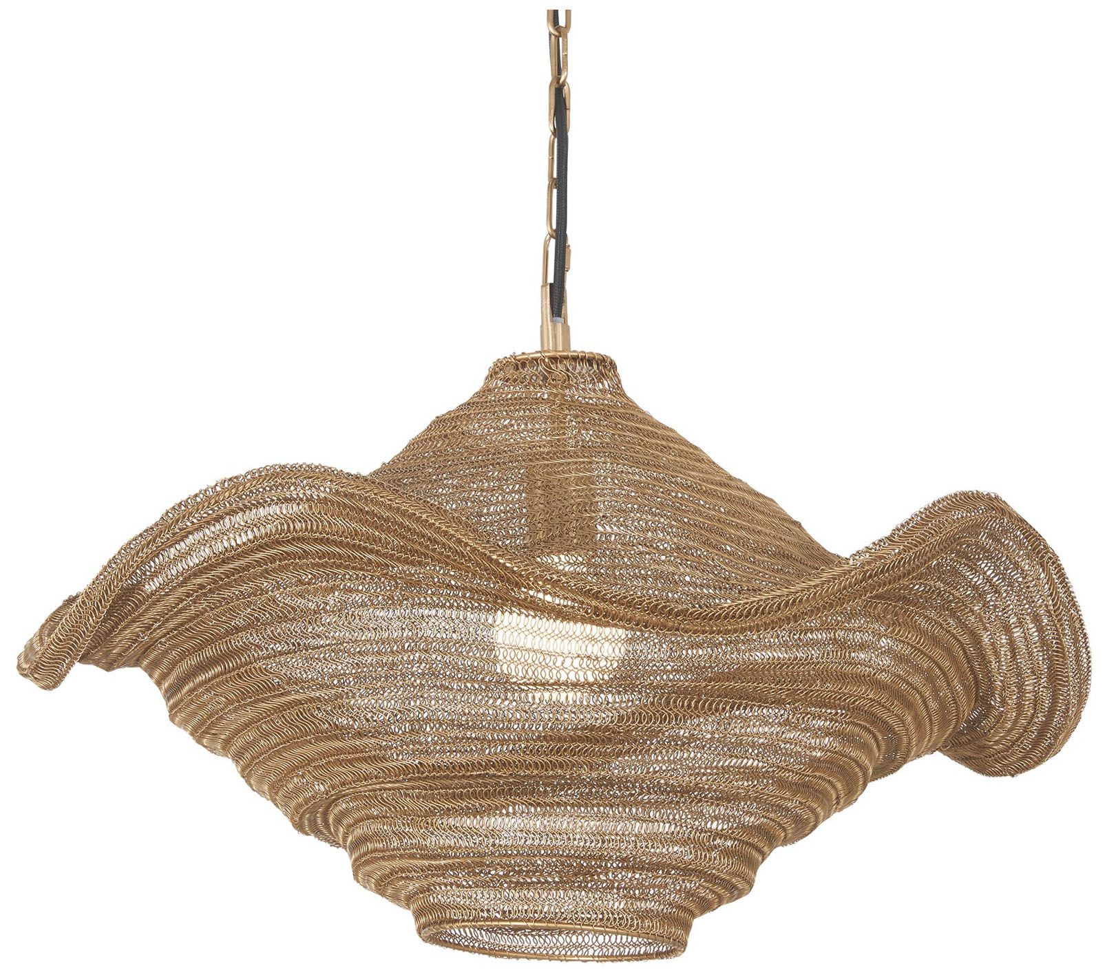 Image 2 Metropolitan Marseille 1-Lt 24in Gilded Brass Pendant with Metal Mesh Shade