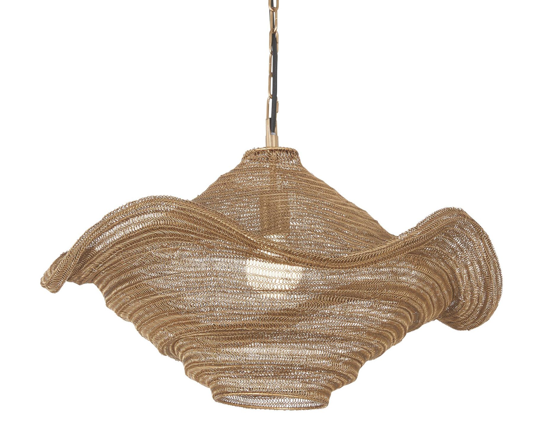 Image 6 Metropolitan Marseille 1-Lt 24in Gilded Brass Pendant with Metal Mesh Shade more views
