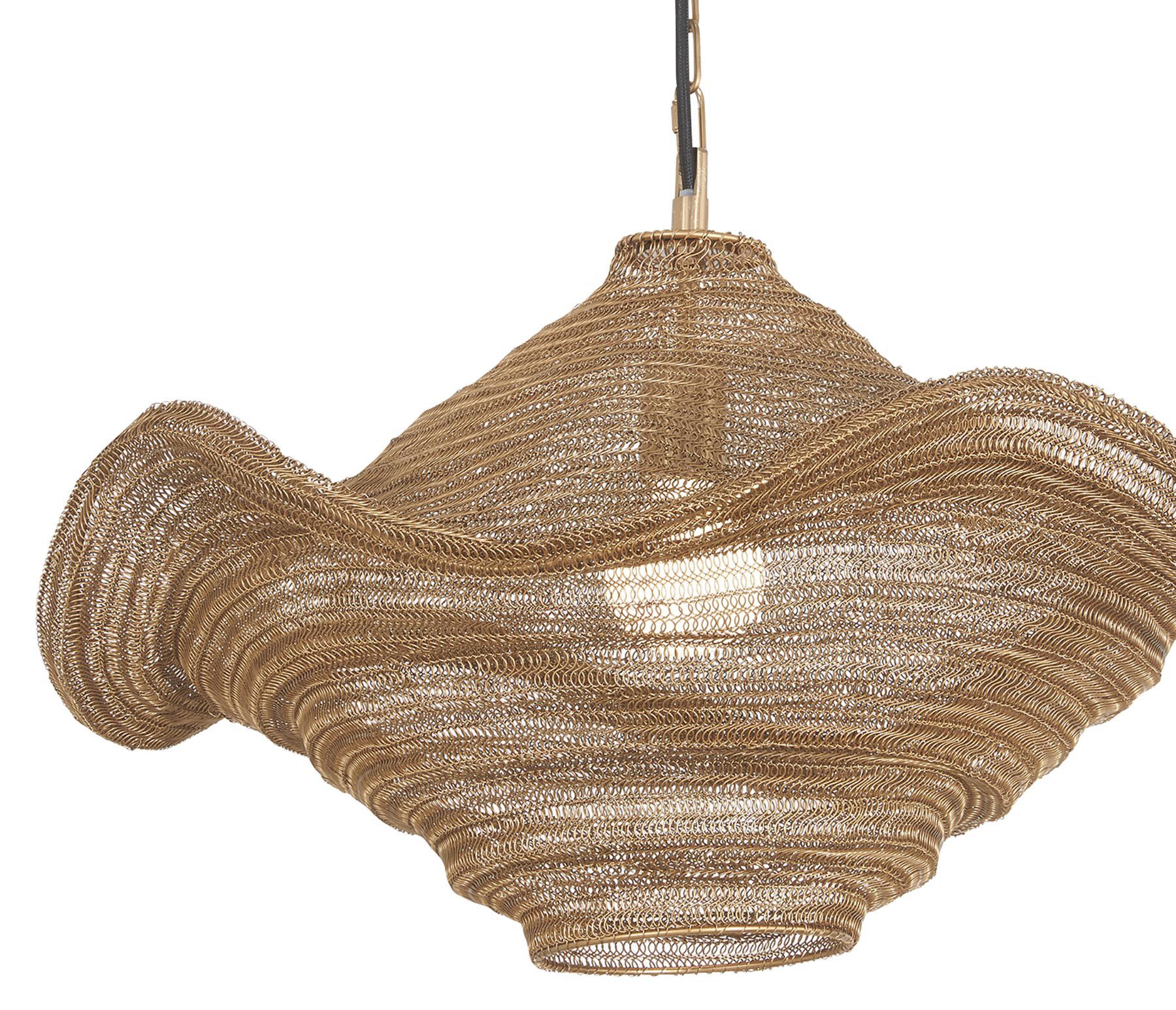Image 7 Metropolitan Marseille 1-Lt 24in Gilded Brass Pendant with Metal Mesh Shade more views