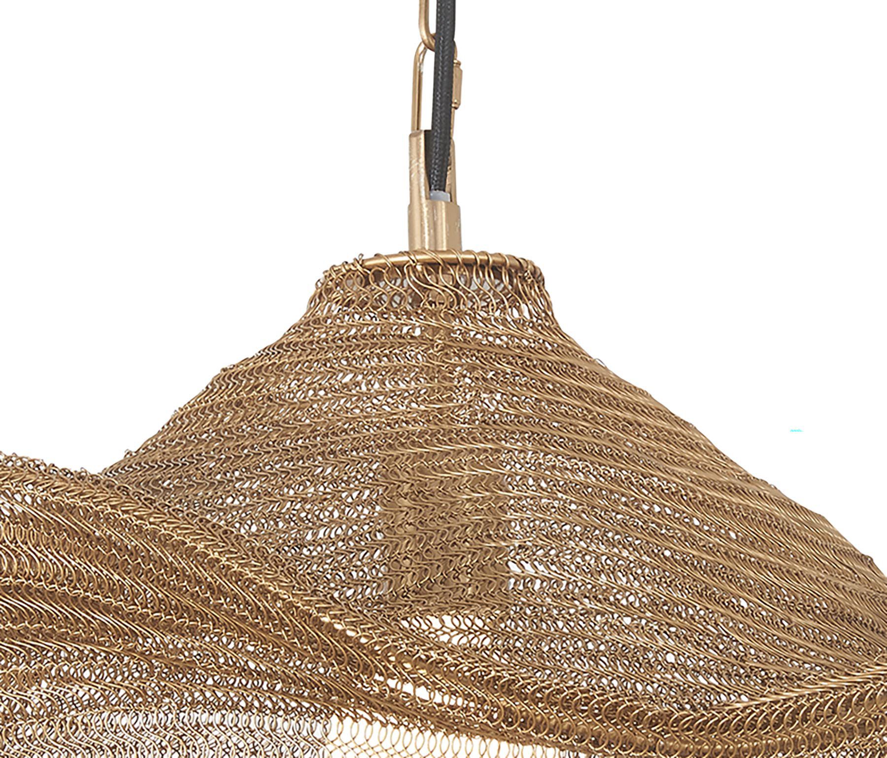 Metropolitan Marseille 1-Lt 24in Gilded Brass Pendant with Metal Mesh Shade