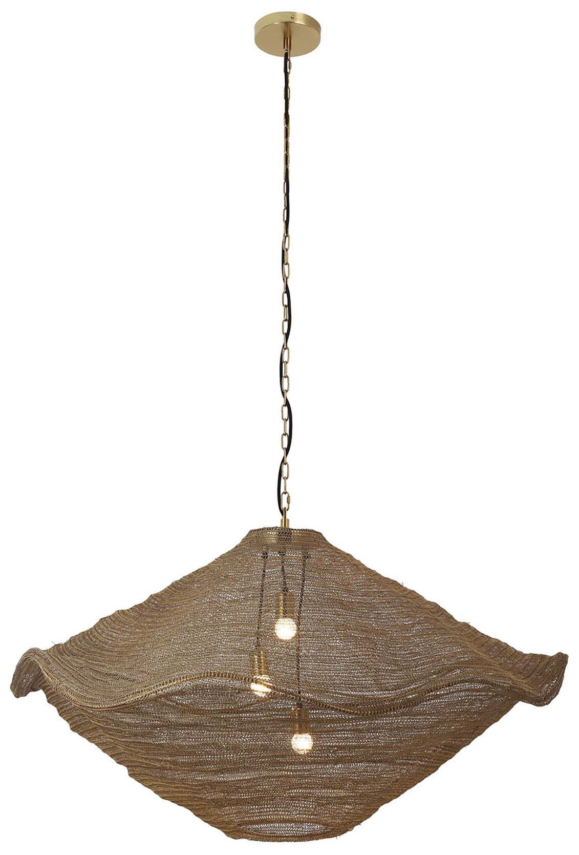 Metropolitan Marseille 3-Lt 44in Gilded Brass Pendant with Metal Mesh Shade