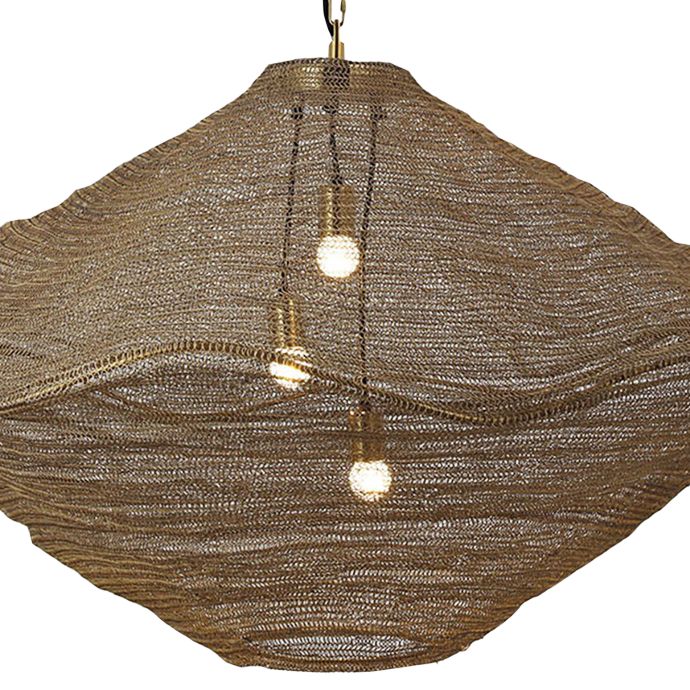 Image 4 Metropolitan Marseille 3-Lt 44in Gilded Brass Pendant with Metal Mesh Shade more views