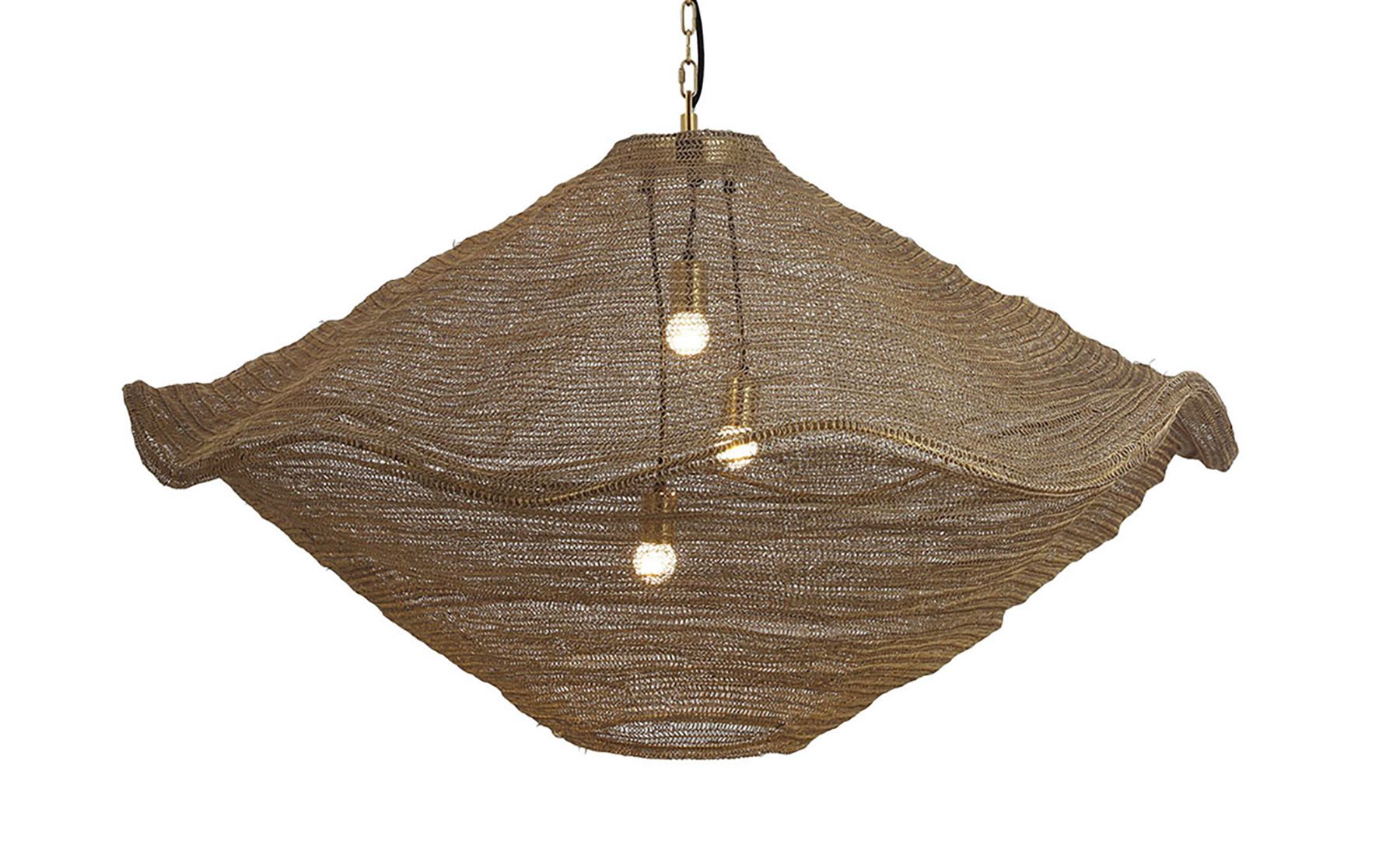 Image 7 Metropolitan Marseille 3-Lt 44in Gilded Brass Pendant with Metal Mesh Shade more views