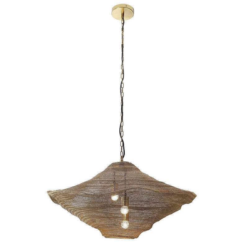 Image 2 Metropolitan Marseille 34" Wide Gilded Brass 3-Light Pendant