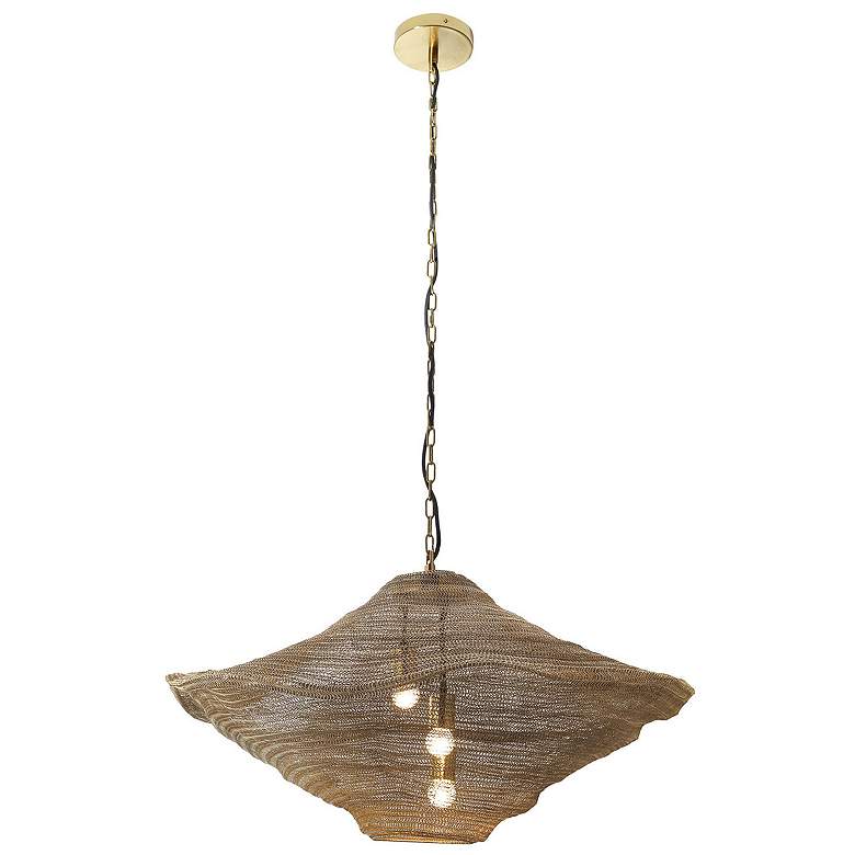 Image 3 Metropolitan Marseille 34" Wide Gilded Brass 3-Light Pendant more views