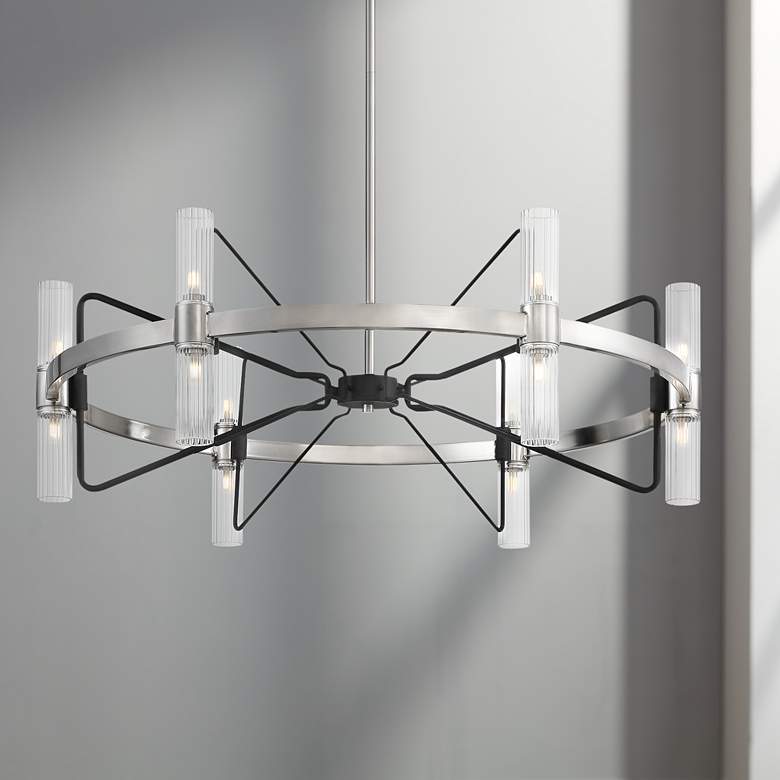 Image 1 Metropolitan Mass Transit 30" Nickel 12-Light Modern Ring Chandelier