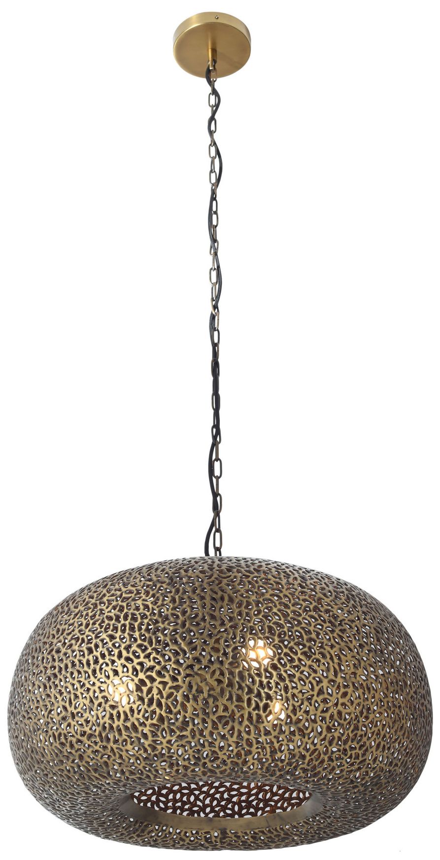 Image 2 Metropolitan Moradabad 3-Light 25.5-in Gilded Brass Pendant with Shade