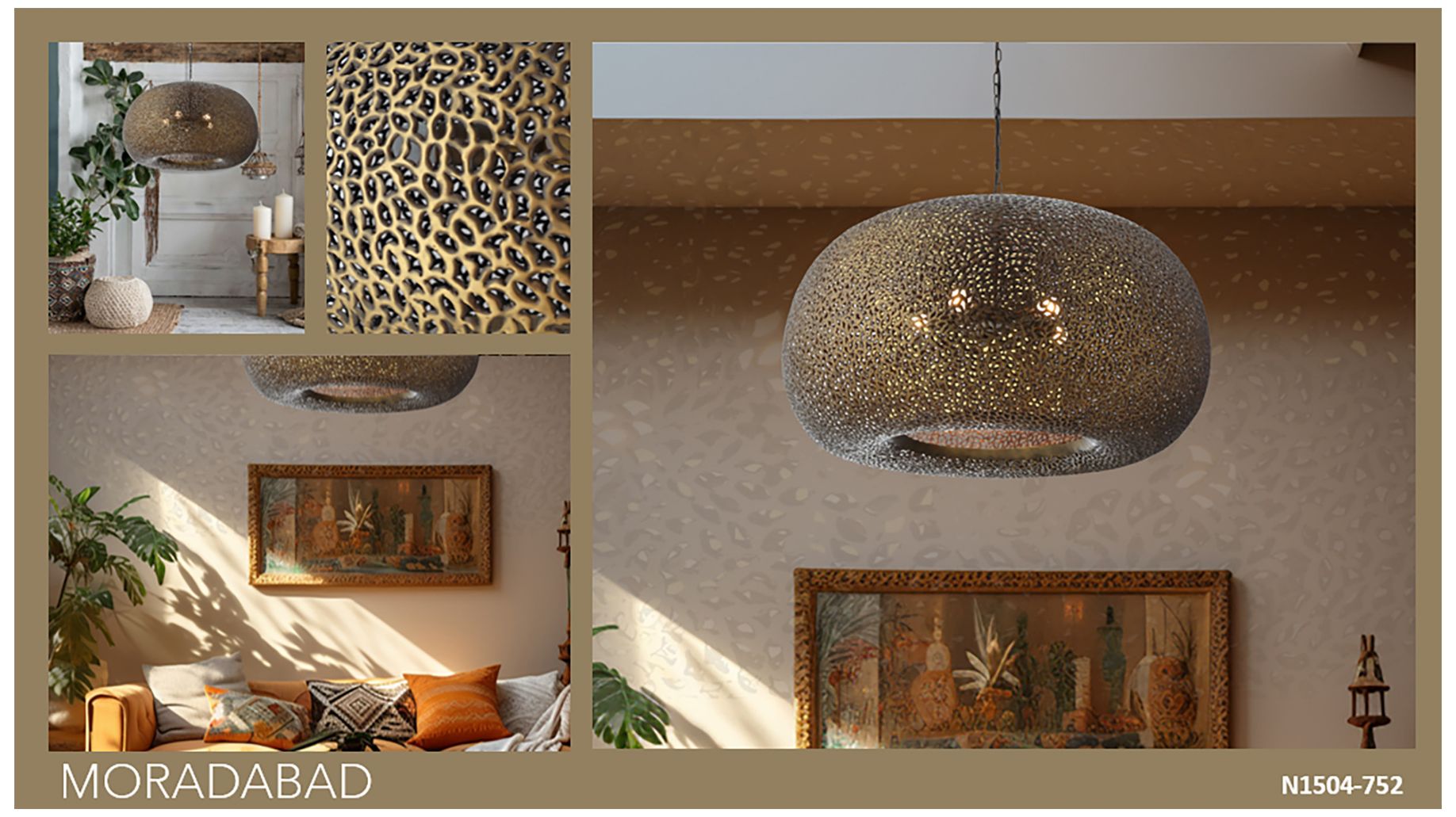 Image 5 Metropolitan Moradabad 5-Light 35-in Gilded Brass Pendant with Metal Shade more views