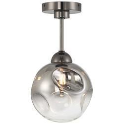 Metropolitan Neveh 1-Light 8-in Gun Metal Semi-Flush with Grey Glass Shade