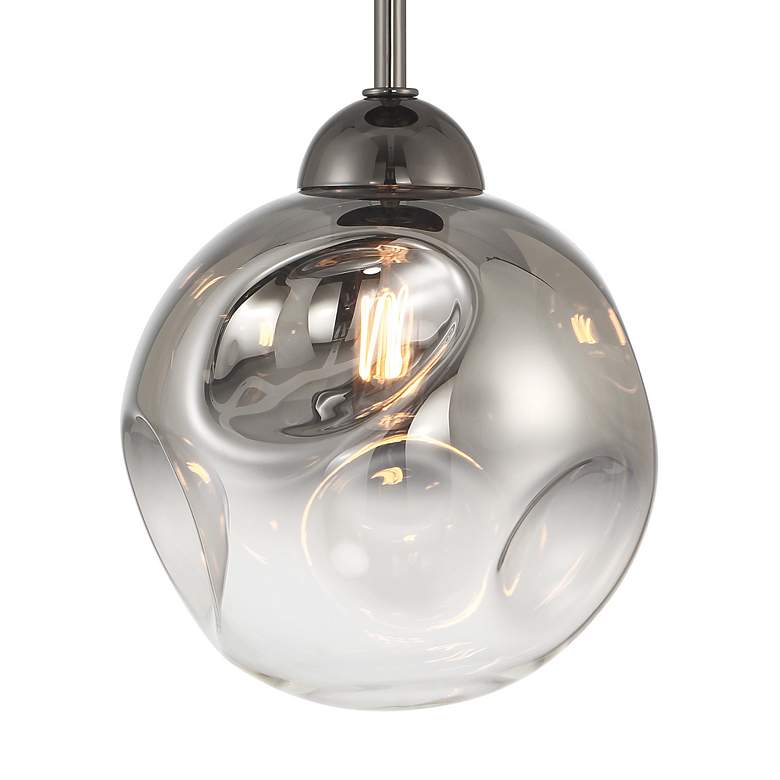 Image 3 Metropolitan Neveh 1-Light 8-in Gun Metal Semi-Flush with Grey Glass Shade more views