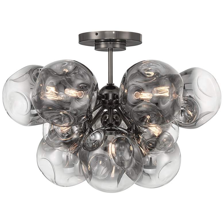 Image 1 Metropolitan Neveh 12-Light 27.63-in Gun Metal Semi-Flush with Glass Shade