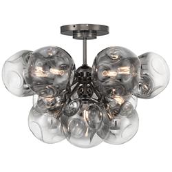 Metropolitan Neveh 12-Light 27.63-in Gun Metal Semi-Flush with Glass Shade