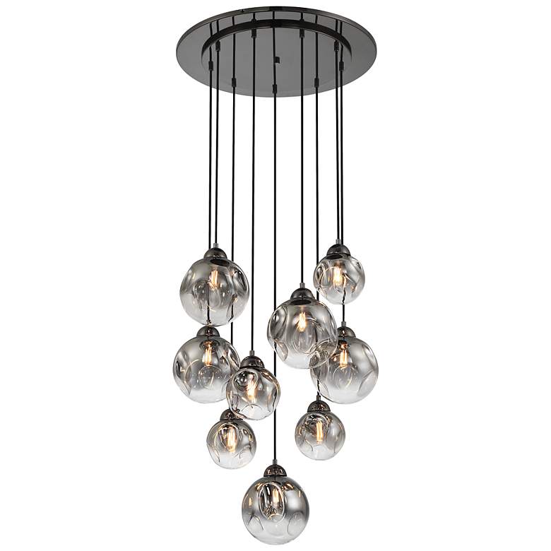 Image 1 Metropolitan Neveh 9-Light 23.63-in Gun Metal Pendant with Grey Glass Shade